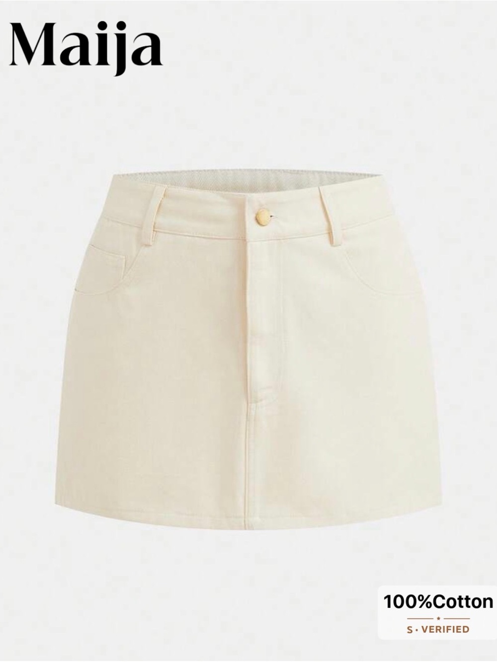 Cream Cotton Mini Skirt